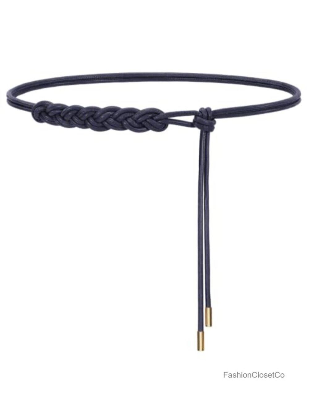 Skinny Braided Knotted Faux Leather Rope Waist Belt for Dresses